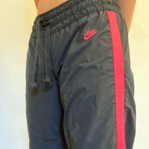 Nike 90s vintage black/hot‎ pink track pants small